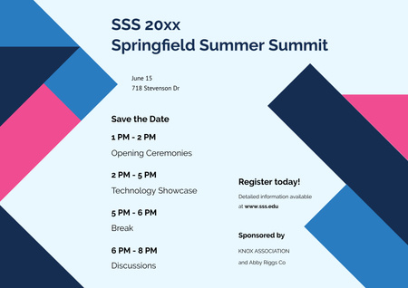 Platilla de diseño Summer Summit Announcement with Colorful Geometric Pattern Poster A2 Horizontal