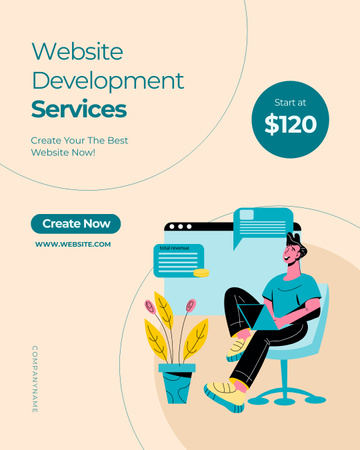 Ontwerpsjabloon van Instagram Post Vertical van diensten voor ontwikkeling van websites