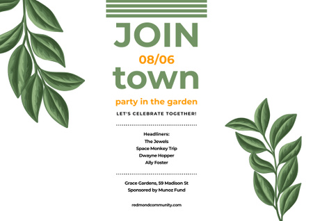 Announcement of Town Party in the Garden Poster B2 Horizontalデザインテンプレート