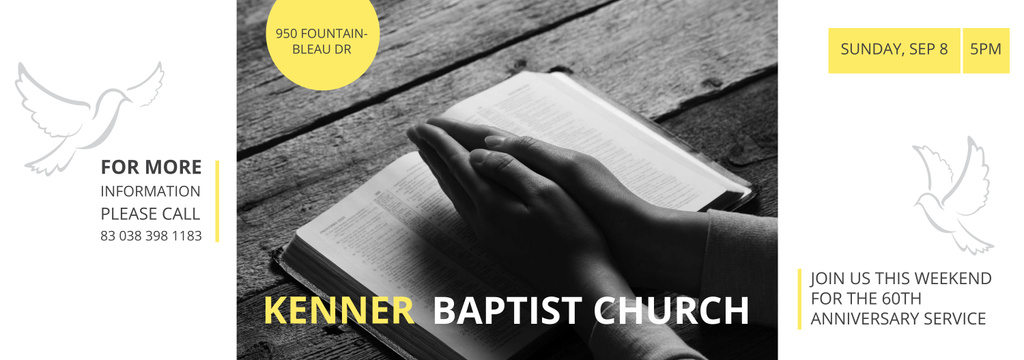 Prayer Invitation Hands on Bible Book Tumblr Design Template