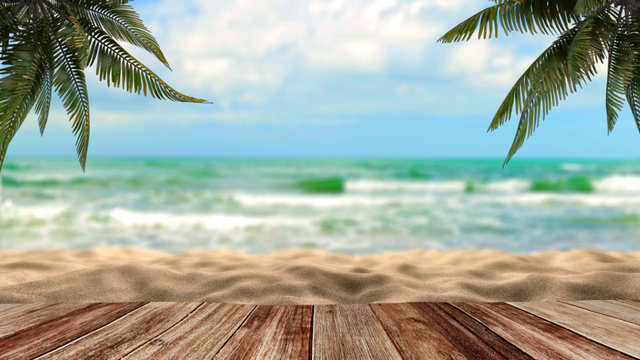 Landscape with Palms and wavy Sea Zoom Background – шаблон для дизайна