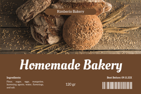 Ontwerpsjabloon van Label van Tarwe Eigengemaakt Brood Bij Bakkerij Aanbieding