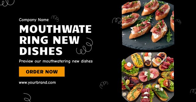 Designvorlage Catering Services with Tasty Snacks für Facebook AD