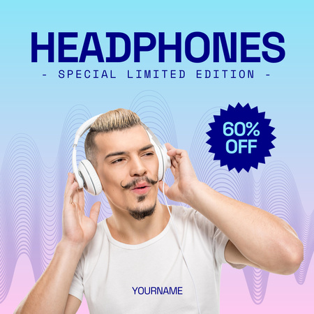 Limited Edition Headphones Instagram AD Design Template