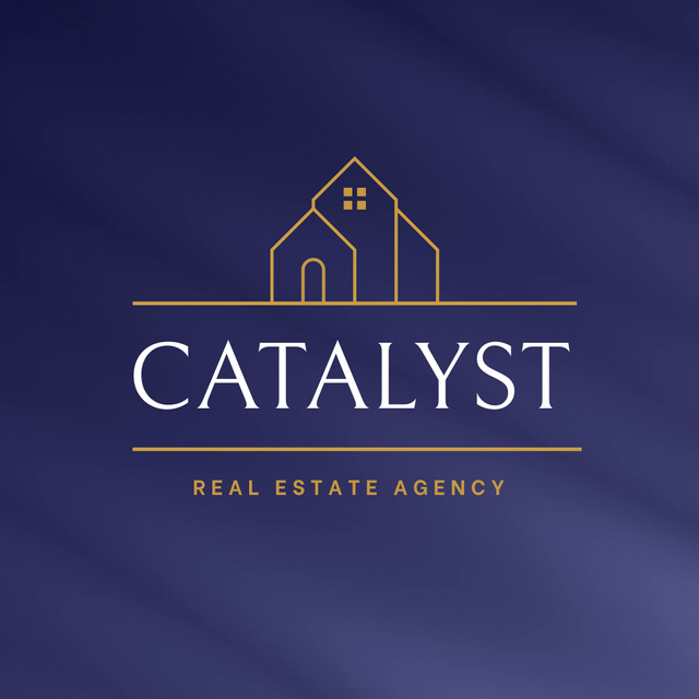 Awesome Real Estate Agency Service Promotion In Blue Animated Logo Πρότυπο σχεδίασης