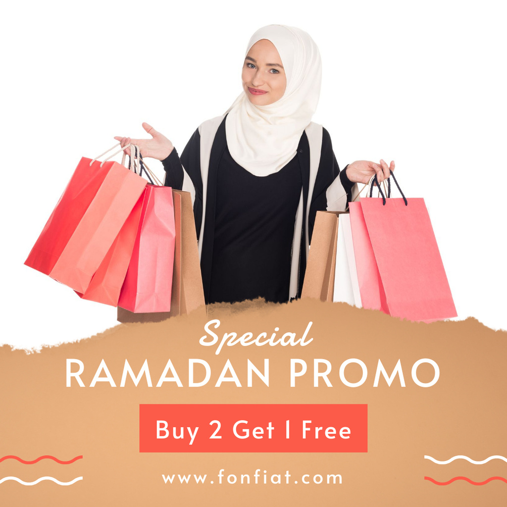 Many Shopping Bags for Ramadan Promo Instagram Design Template