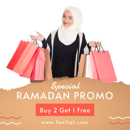 Plantilla de diseño de Muchas bolsas de compras para la promoción de Ramadán Instagram 