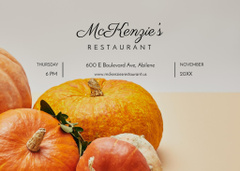 Thanksgiving Dinner Announcement with Pumpkins and Berries