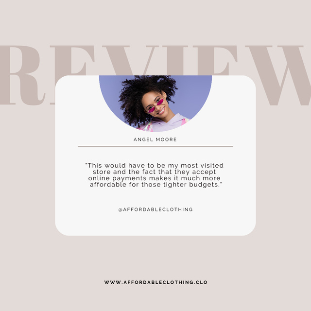 Ontwerpsjabloon van Instagram van Store Service Customer Review with Attractive African American Woman