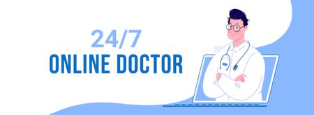 Online Medical Support with Doctor Facebook cover Design Template