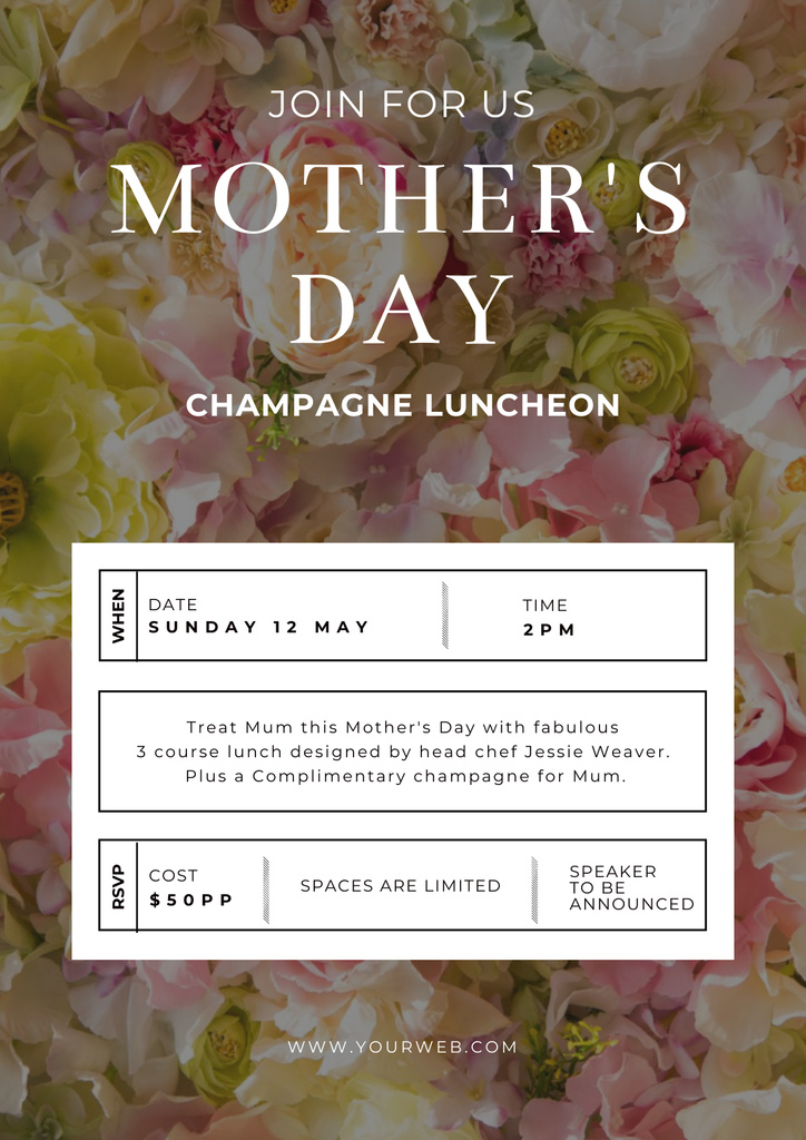 Mother's Day Event Celebration Invitation Poster Tasarım Şablonu