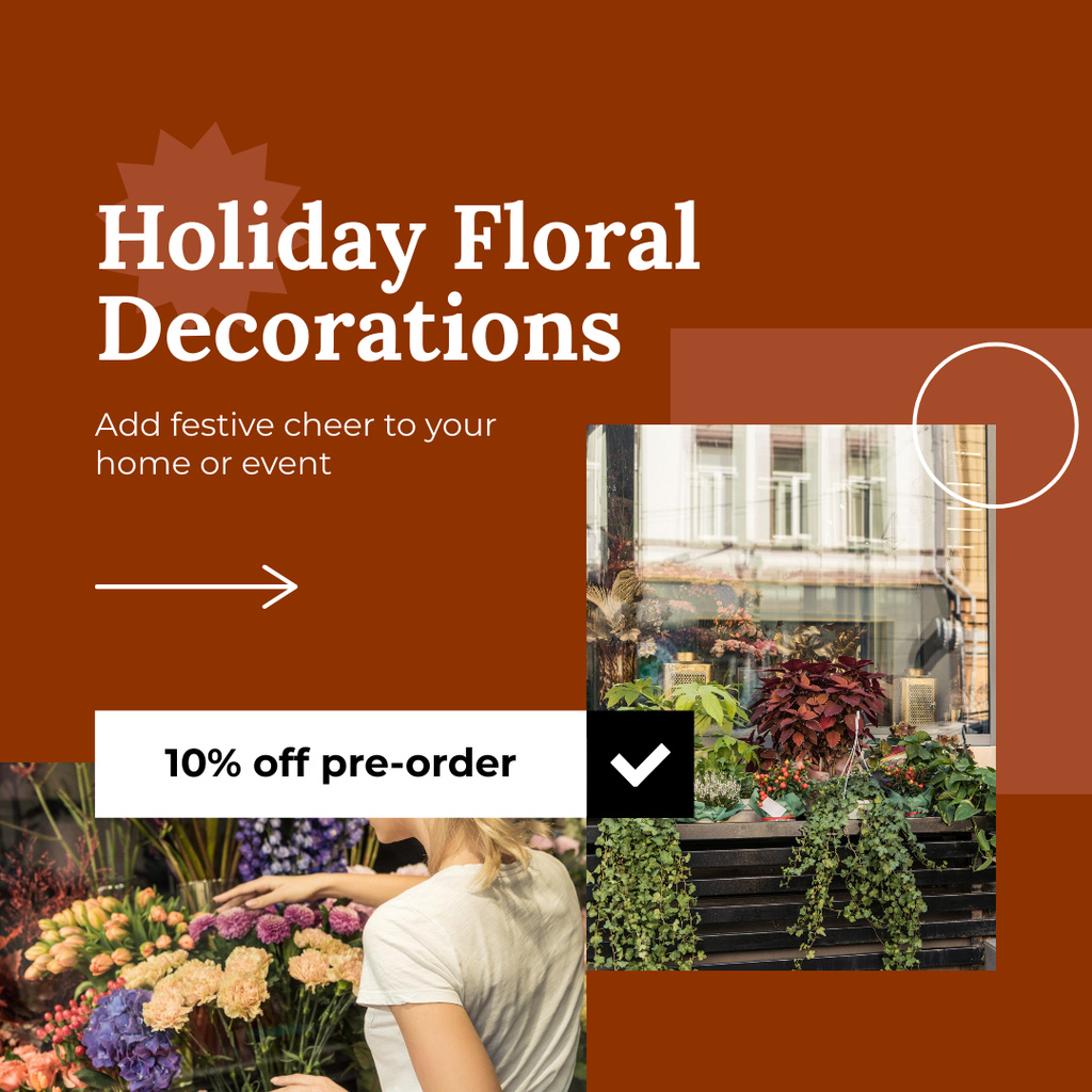 Discount on Pre-Order Holiday Flower Decoration Instagram Design Template