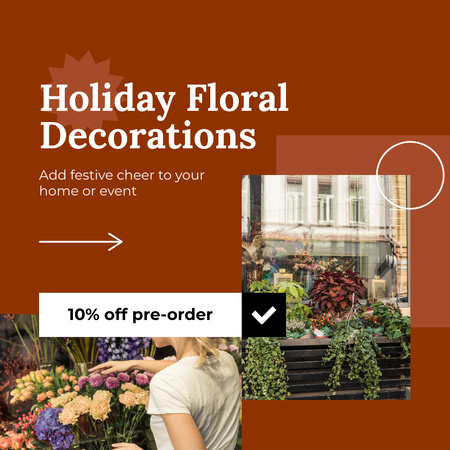 Plantilla de diseño de Descuento en decoración floral navideña por pedido anticipado Instagram 