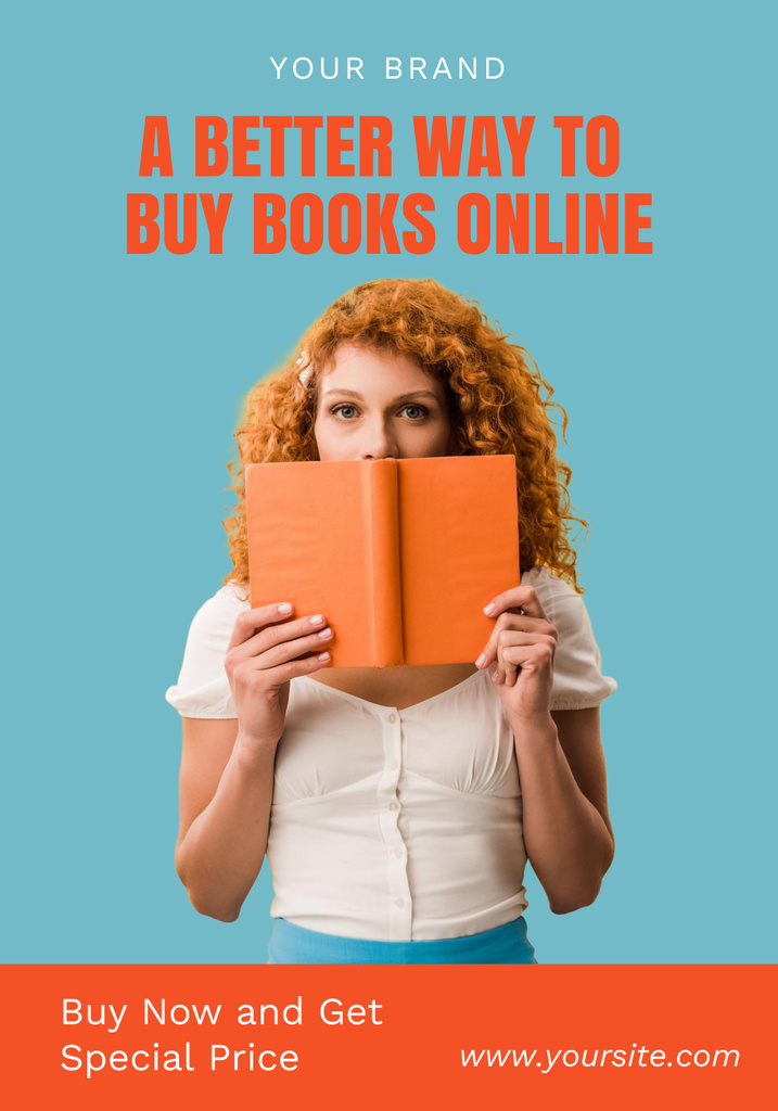 Plantilla de diseño de Book Special Sale Ad with Excited Female Reader Poster 28x40in 