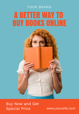 Book Special Sale Ad with Excited Female Reader Poster 28x40in Design Template