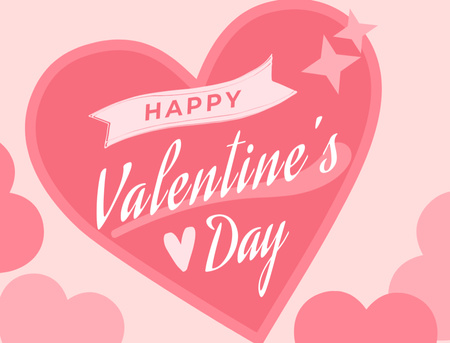 Plantilla de diseño de Valentine's Day Greeting with Cute Pink Hearts Postcard 4.2x5.5in 