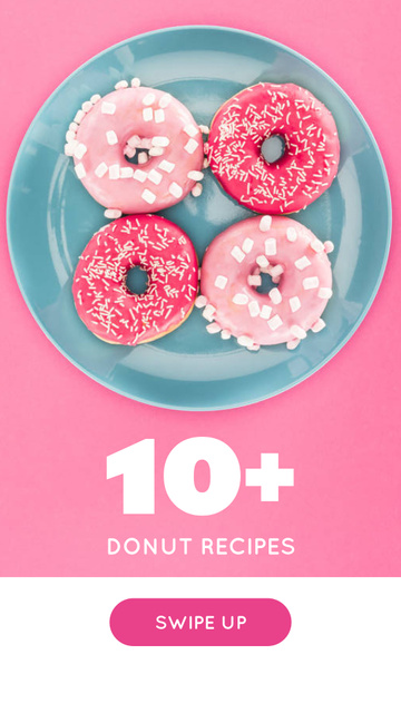 Glazed Donuts Sale Ad on Bright Blue Instagram Story Design Template