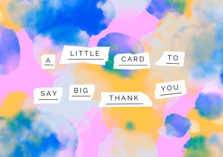 Thankful Phrase on Bright Watercolor Pattern Postcard A5 Design Template