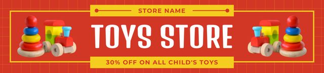 Announcement on All Children's Toys on Red Ebay Store Billboardデザインテンプレート