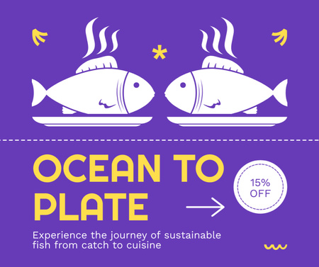 Modèle de visuel Annonce de réduction sur la poissonnerie avec du poisson cuit - Facebook