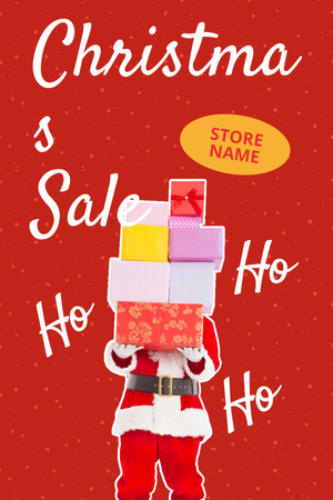 Plantilla de diseño de Santa Claus with Christmas Presents on Red Pinterest 
