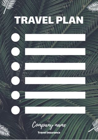 Travel Planner with Palm Branches Schedule Planner Tasarım Şablonu