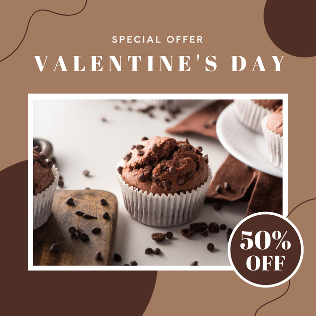 Valentine's Day Special Offer of Chocolate Desserts Instagram AD – шаблон для дизайну