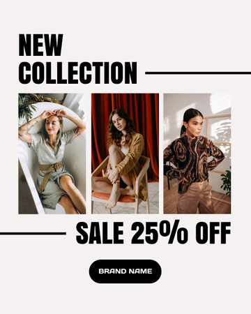 Designvorlage New Fashion Collection with Gorgeous Stylish Women für Instagram Post Vertical