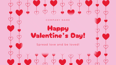 Happy Valentine`s Day With Hearts Decorations In Pink Full HD video Design Template