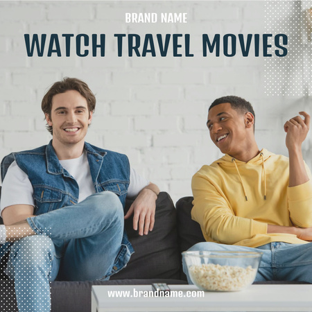 Men Watching Movies at Home Instagram Design Template