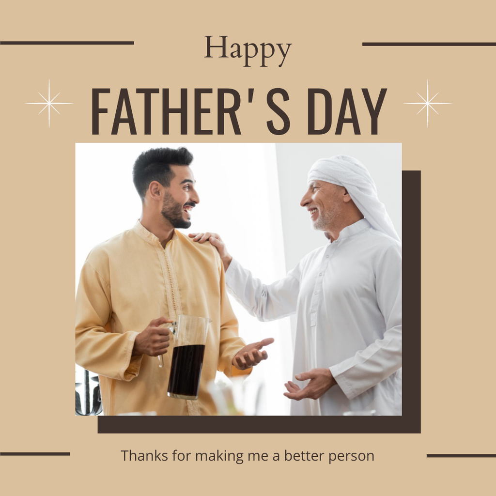 Template di design Happy Father's Day Greetings with Dad and Son Instagram