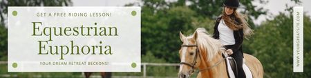Educational Horse Riding Lessons with Practice Twitter Design Template