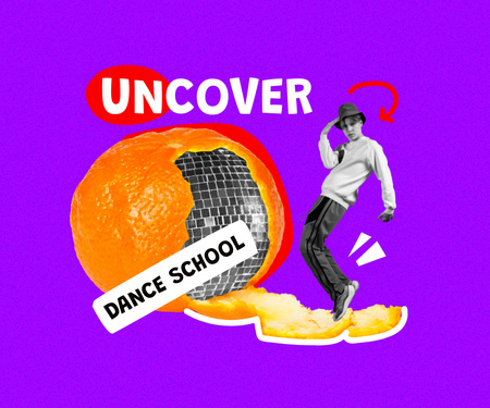 Template di design divertente ragazzo con palla da discoteca in buccia d'arancia Large Rectangle