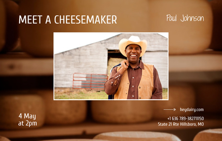 Plantilla de diseño de Offer of Meeting with Cheese Maker Invitation 4.6x7.2in Horizontal 