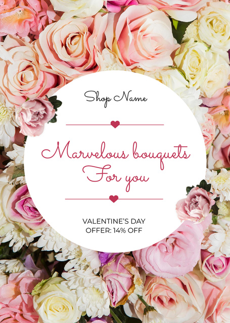 Template di design Offer of Beautiful Blooming Flowers on Valentine's Day Postcard A6 Vertical