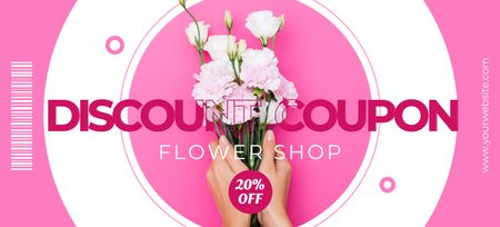 Flowers Shop Discount on Pink Coupon 3.75x8.25in – шаблон для дизайну