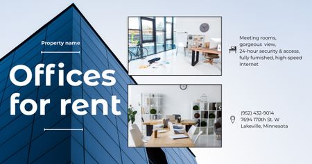 Modern Offices For Rent Facebook AD Design Template