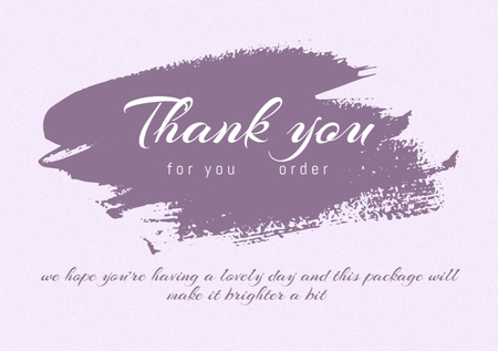 Thankful Phrase For Order On Purple Blot Postcard A5 Modelo de Design