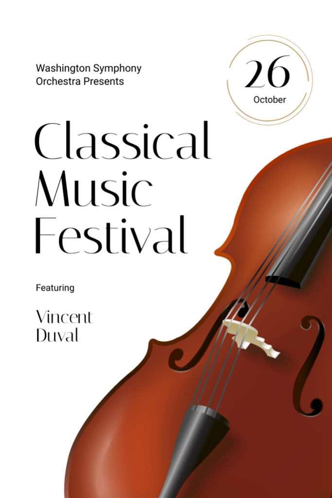 Classical Music Festival Announcement with Violin In October Flyer 4x6in Tasarım Şablonu