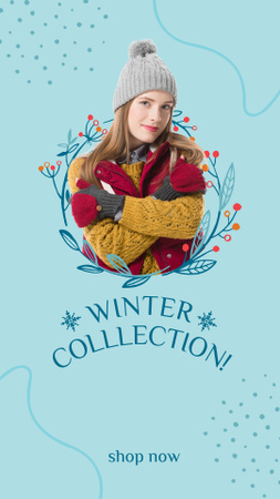 Fashion Collection of Winter Woman Wardrobe Instagram Story Design Template