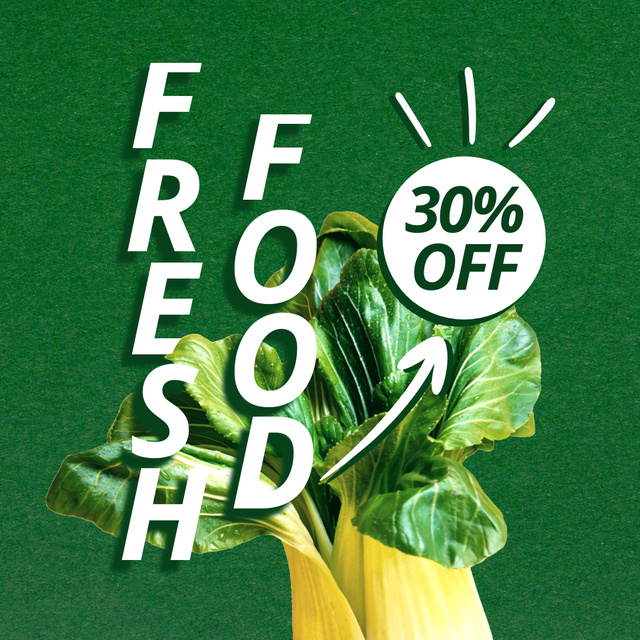 Fresh Food With Discount In Green Instagram Tasarım Şablonu