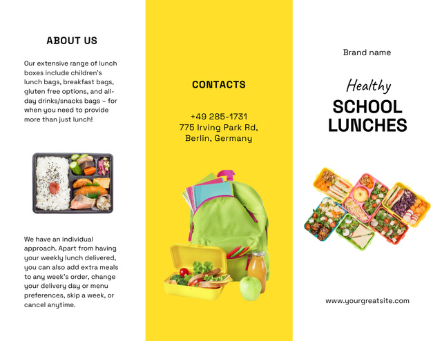 School Lunches Ad Brochure 8.5x11inデザインテンプレート