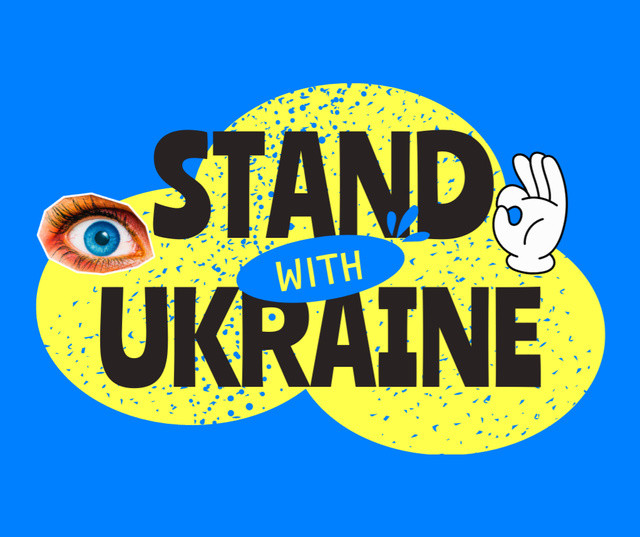 Plantilla de diseño de Call to Stand with Ukraine with Doodles Facebook 
