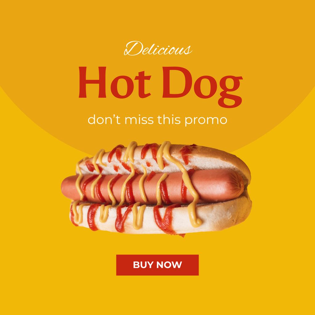 Promo of Fast Food Menu with Hot Dog Instagram Design Template
