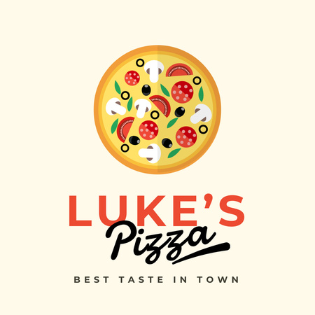 Yummy Pizza With Mushrooms At Town's Pizzeria Animated Logo Design Template