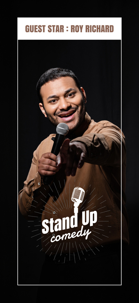 Plantilla de diseño de Stand-up Show Promo with Comedian Snapchat Geofilter 