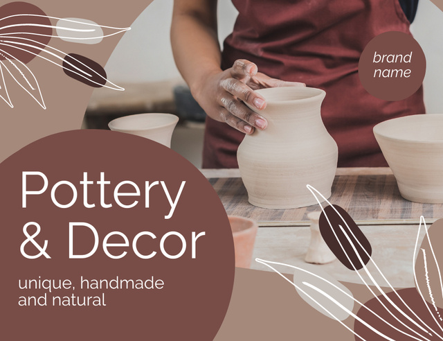 Szablon projektu Handmade Pottery And Decor Thank You Card 5.5x4in Horizontal