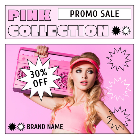 Modèle de visuel Promotion de la collection rose dans un style rétro - Instagram AD