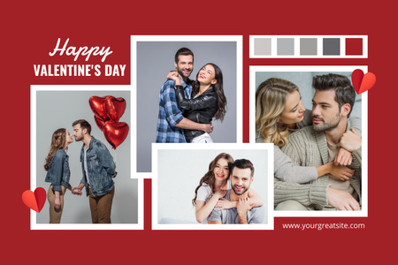 Wishing Happy Valentine's Day With Collage Mood Board Design Template