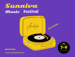 Exciting Music Festival Ad with Vinyl Player In Purple